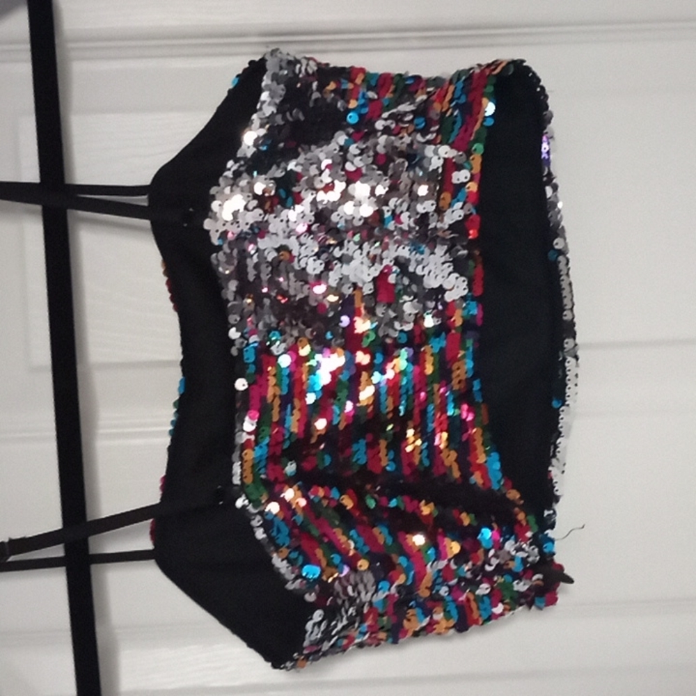 Multi-coloured sequin crop top - Picture 2 of 3